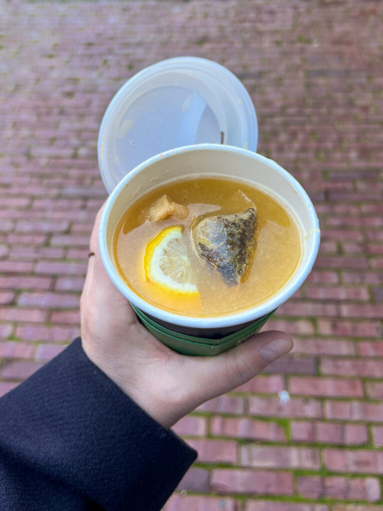 closeup of the coldblaster tea in a cup