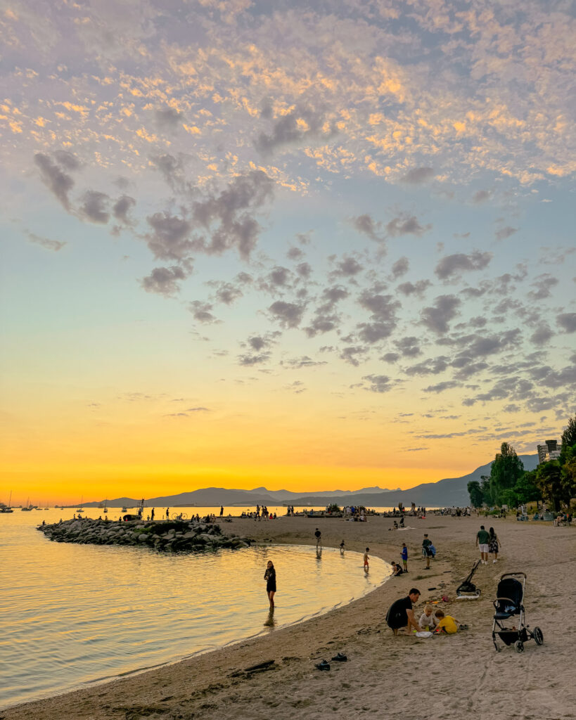 Sunset beach Vancouver at sunset