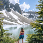 Hiker looking at Gorman Lake