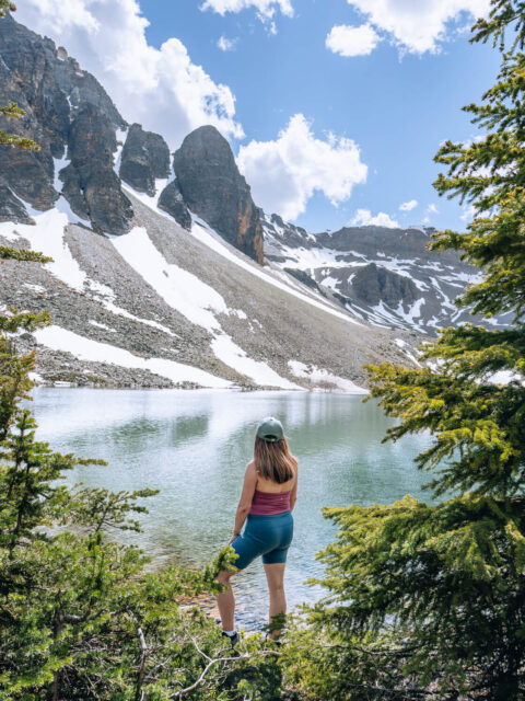 Hiker looking at Gorman Lake
