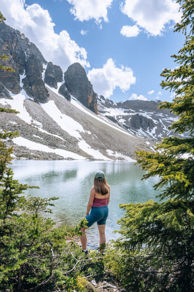 Hiker looking at Gorman Lake