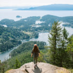 Panoramic view of Pender Harbour from the top of Mount Daniel