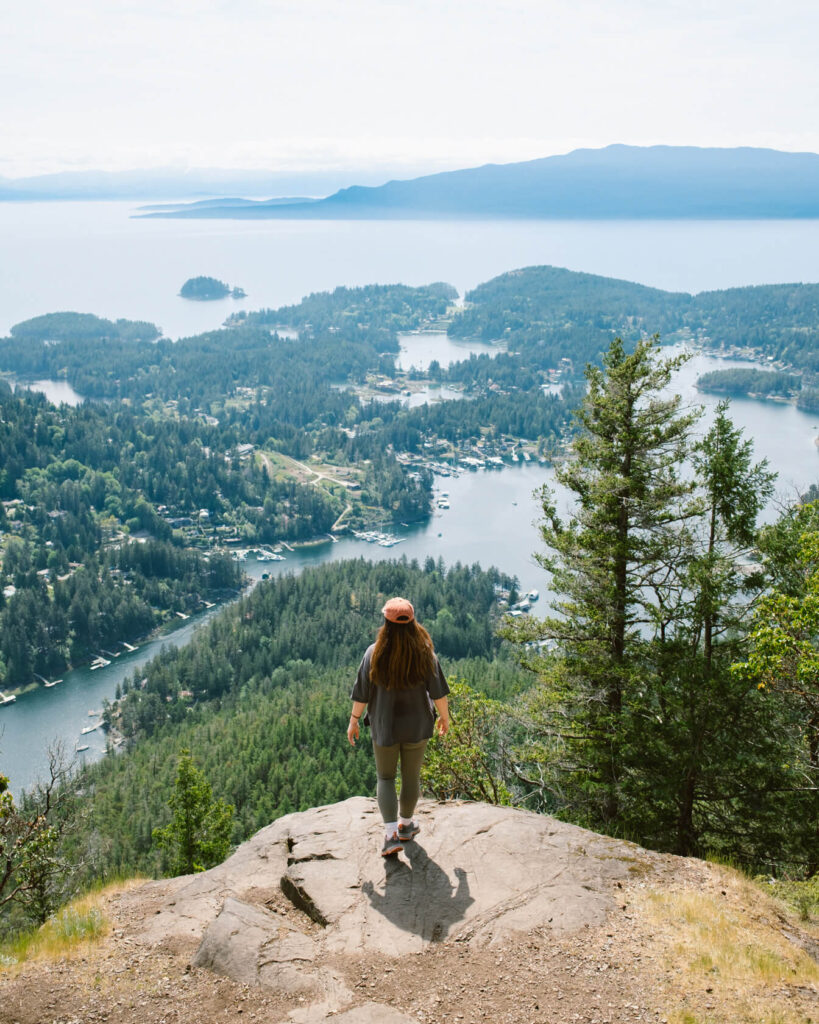 Panoramic view of Pender Harbour from the top of Mount Daniel