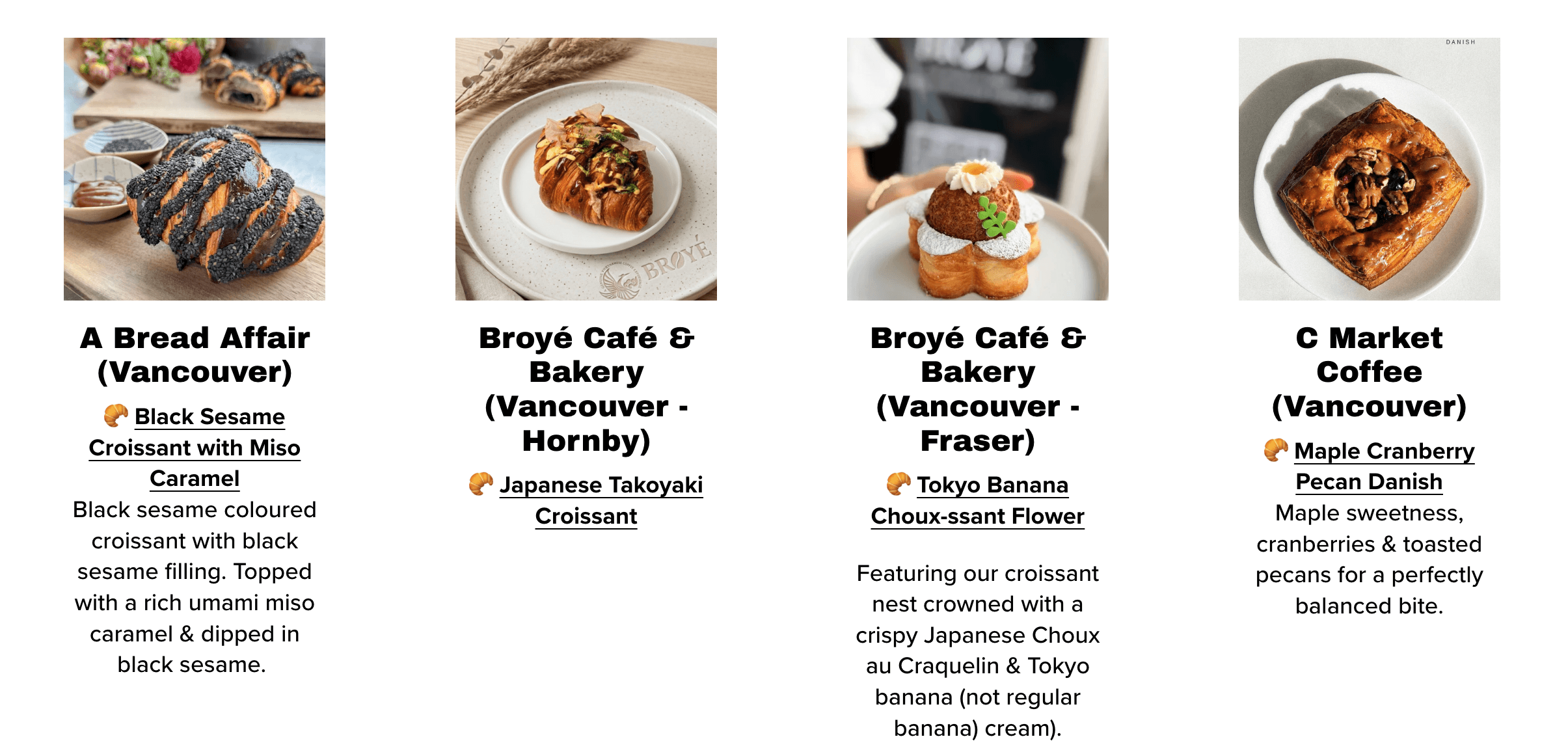 Screenshot showing a small selection of croissants from the festival